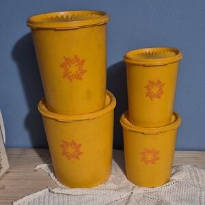 Vintage Orange Tupperware Canister Set
